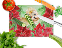 Load image into Gallery viewer, Morkie Poinsettas Glass Cutting Boards – Durable, Decorative Kitchen Art Large CK1316LCB