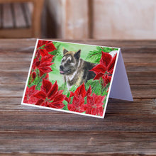 Load image into Gallery viewer, American Akita Poinsettas Greeting Cards -  Blank Note Cards – 8-Pack of Artist-Designed Cards with Envelopes