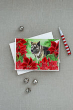 Load image into Gallery viewer, American Akita Poinsettas Greeting Cards -  Blank Note Cards – 8-Pack of Artist-Designed Cards with Envelopes
