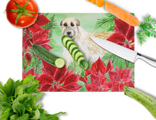 Load image into Gallery viewer, Irish Wolfhound Poinsettas Glass Cutting Boards – Durable, Decorative Kitchen Art Large CK1318LCB