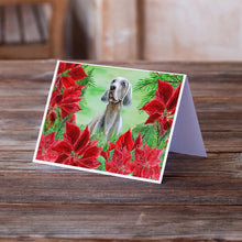 Load image into Gallery viewer, Weimaraner Poinsettas Greeting Cards -  Blank Note Cards – 8-Pack of Artist-Designed Cards with Envelopes