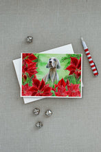 Load image into Gallery viewer, Weimaraner Poinsettas Greeting Cards -  Blank Note Cards – 8-Pack of Artist-Designed Cards with Envelopes