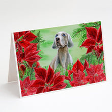 Load image into Gallery viewer, Weimaraner Poinsettas Greeting Cards -  Blank Note Cards – 8-Pack of Artist-Designed Cards with Envelopes