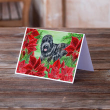 Load image into Gallery viewer, Black Russian Terrier Poinsettas Greeting Cards -  Blank Note Cards – 8-Pack of Artist-Designed Cards with Envelopes