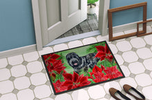 Load image into Gallery viewer, Black Russian Terrier Poinsettas Doormat - 24x36 Decorative Floor Mat – Indoor/Outdoor Rug with Artistic Flair CK1325JMAT