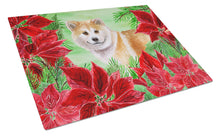 Load image into Gallery viewer, Shiba Inu Poinsettas Glass Cutting Boards – Durable, Decorative Kitchen Art Large CK1326LCB