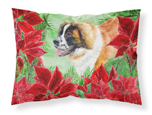 Load image into Gallery viewer, Saint Bernard Poinsettas  Standard Pillowcase – Artistic Decorative Front, White Back CK1327PILLOWCASE
