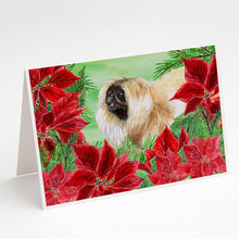 Load image into Gallery viewer, Pekingese Poinsettas Greeting Cards -  Blank Note Cards – 8-Pack of Artist-Designed Cards with Envelopes
