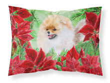 Load image into Gallery viewer, Pomeranian Poinsettas  Standard Pillowcase – Artistic Decorative Front, White Back CK1330PILLOWCASE