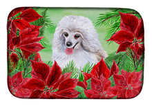 Load image into Gallery viewer, Medium White Poodle Poinsettas Dish Drying Mat – Absorbent, Artistic Kitchen Essentials CK1331DDM