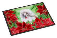 Load image into Gallery viewer, Medium White Poodle Poinsettas Doormat - 24x36 Decorative Floor Mat – Indoor/Outdoor Rug with Artistic Flair CK1331JMAT