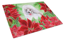 Load image into Gallery viewer, Medium White Poodle Poinsettas Glass Cutting Boards – Durable, Decorative Kitchen Art Large CK1331LCB