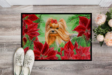 Load image into Gallery viewer, Yorkshire Terrier Poinsettas Doormat - 24x36 Decorative Floor Mat – Indoor/Outdoor Rug with Artistic Flair CK1333JMAT