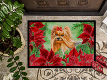 Load image into Gallery viewer, Yorkshire Terrier Poinsettas Doormat - 24x36 Decorative Floor Mat – Indoor/Outdoor Rug with Artistic Flair CK1333JMAT