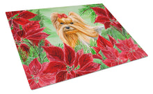 Load image into Gallery viewer, Yorkshire Terrier Poinsettas Glass Cutting Boards – Durable, Decorative Kitchen Art Large CK1333LCB