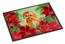 Load image into Gallery viewer, Yorkshire Terrier Poinsettas Doormat - 18x27 Decorative Floor Mat – Indoor/Outdoor Rug with Artistic Flair CK1333MAT