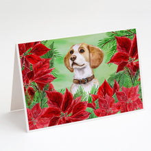 Load image into Gallery viewer, Beagle Poinsettas Greeting Cards -  Blank Note Cards – 8-Pack of Artist-Designed Cards with Envelopes