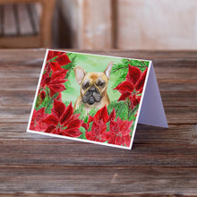 Load image into Gallery viewer, French Bulldog Poinsettas Greeting Cards -  Blank Note Cards – 8-Pack of Artist-Designed Cards with Envelopes