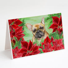 Load image into Gallery viewer, French Bulldog Poinsettas Greeting Cards -  Blank Note Cards – 8-Pack of Artist-Designed Cards with Envelopes