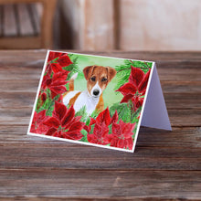 Load image into Gallery viewer, Jack Russell Terrier Poinsettas Greeting Cards -  Blank Note Cards – 8-Pack of Artist-Designed Cards with Envelopes