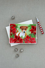 Load image into Gallery viewer, Jack Russell Terrier Poinsettas Greeting Cards -  Blank Note Cards – 8-Pack of Artist-Designed Cards with Envelopes
