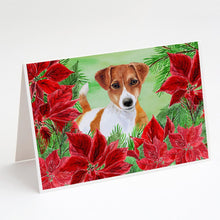 Load image into Gallery viewer, Jack Russell Terrier Poinsettas Greeting Cards -  Blank Note Cards – 8-Pack of Artist-Designed Cards with Envelopes