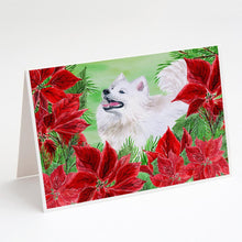 Load image into Gallery viewer, Samoyed Poinsettas Greeting Cards -  Blank Note Cards – 8-Pack of Artist-Designed Cards with Envelopes