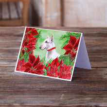 Load image into Gallery viewer, Bull Terrier Poinsettas Greeting Cards -  Blank Note Cards – 8-Pack of Artist-Designed Cards with Envelopes