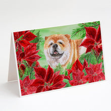 Load image into Gallery viewer, Chow Chow Poinsettas Greeting Cards -  Blank Note Cards – 8-Pack of Artist-Designed Cards with Envelopes