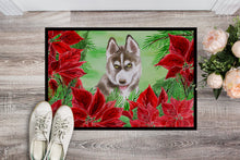 Load image into Gallery viewer, Siberian Husky Grey Poinsettas Doormat - 18x27 Decorative Floor Mat – Indoor/Outdoor Rug with Artistic Flair CK1344MAT