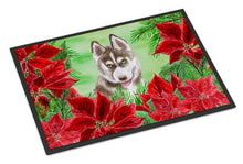 Load image into Gallery viewer, Siberian Husky Grey Poinsettas Doormat - 18x27 Decorative Floor Mat – Indoor/Outdoor Rug with Artistic Flair CK1344MAT