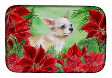 Load image into Gallery viewer, Chihuahua Leg up Poinsettas Dish Drying Mat – Absorbent, Artistic Kitchen Essentials CK1345DDM