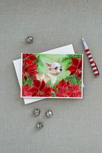 Load image into Gallery viewer, Chihuahua Leg up Poinsettas Greeting Cards -  Blank Note Cards – 8-Pack of Artist-Designed Cards with Envelopes