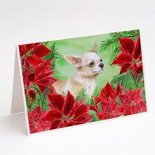 Load image into Gallery viewer, Chihuahua Leg up Poinsettas Greeting Cards -  Blank Note Cards – 8-Pack of Artist-Designed Cards with Envelopes
