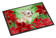 Load image into Gallery viewer, Chihuahua Leg up Poinsettas Doormat - 24x36 Decorative Floor Mat – Indoor/Outdoor Rug with Artistic Flair CK1345JMAT