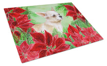 Load image into Gallery viewer, Chihuahua Leg up Poinsettas Glass Cutting Boards – Durable, Decorative Kitchen Art Large CK1345LCB