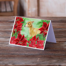 Load image into Gallery viewer, Italian Greyhound Poinsettas Greeting Cards -  Blank Note Cards – 8-Pack of Artist-Designed Cards with Envelopes