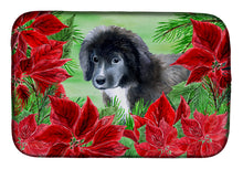 Load image into Gallery viewer, Newfoundland Puppy Poinsettas Dish Drying Mat – Absorbent, Artistic Kitchen Essentials CK1347DDM