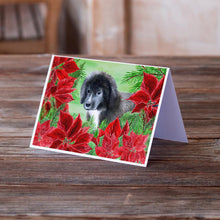 Load image into Gallery viewer, Newfoundland Puppy Poinsettas Greeting Cards -  Blank Note Cards – 8-Pack of Artist-Designed Cards with Envelopes