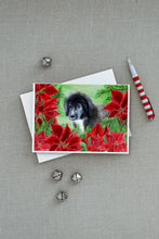 Load image into Gallery viewer, Newfoundland Puppy Poinsettas Greeting Cards -  Blank Note Cards – 8-Pack of Artist-Designed Cards with Envelopes