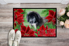 Load image into Gallery viewer, Newfoundland Puppy Poinsettas Doormat - 18x27 Decorative Floor Mat – Indoor/Outdoor Rug with Artistic Flair CK1347MAT