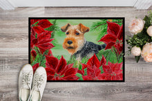 Load image into Gallery viewer, Welsh Terrier Poinsettas Doormat - 18x27 Decorative Floor Mat – Indoor/Outdoor Rug with Artistic Flair CK1348MAT
