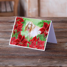 Load image into Gallery viewer, Afghan Hound Poinsettas Greeting Cards -  Blank Note Cards – 8-Pack of Artist-Designed Cards with Envelopes
