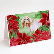 Load image into Gallery viewer, Afghan Hound Poinsettas Greeting Cards -  Blank Note Cards – 8-Pack of Artist-Designed Cards with Envelopes