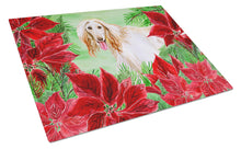 Load image into Gallery viewer, Afghan Hound Poinsettas Glass Cutting Boards – Durable, Decorative Kitchen Art Large CK1350LCB