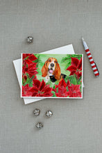 Load image into Gallery viewer, Basset Hound Poinsettas Greeting Cards -  Blank Note Cards – 8-Pack of Artist-Designed Cards with Envelopes