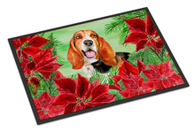 Load image into Gallery viewer, Basset Hound Poinsettas Doormat - 24x36 Decorative Floor Mat – Indoor/Outdoor Rug with Artistic Flair CK1352JMAT