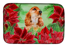 Load image into Gallery viewer, Cocker Spaniel Poinsettas Dish Drying Mat – Absorbent, Artistic Kitchen Essentials CK1354DDM