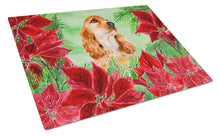 Load image into Gallery viewer, Cocker Spaniel Poinsettas Glass Cutting Boards – Durable, Decorative Kitchen Art Large CK1354LCB