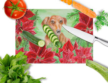 Load image into Gallery viewer, Red Dachshund Poinsettas Glass Cutting Boards – Durable, Decorative Kitchen Art Large CK1355LCB